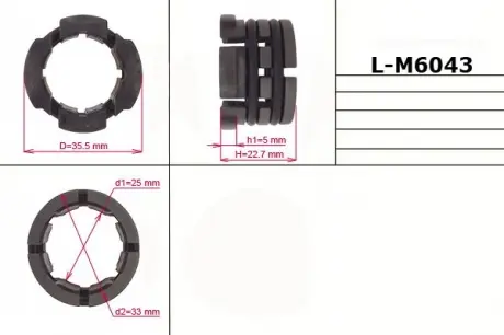 Втулка рульової рейки без ГУР 25,00 / 33,00 / 35,50 * 5,00 / 22,70 тип 7 EMMETEC L-M6043
