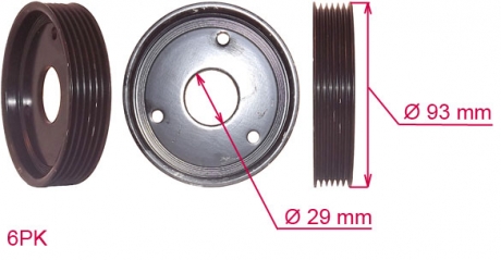 Шкив насоса RENAULT KANGOO 1997-2008, RENAULT CLIO 1999-2005 MSG OP031PULC (фото 1)