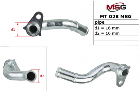 Трубка насоса ГУР MITSUBISHI PAJERO SPORT (K90) 98- MSG MT028PIPE