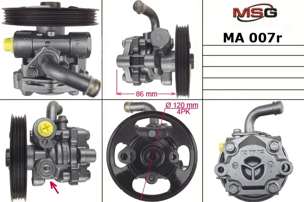 Насос ГУР восстановленный MAZDA 323 BJ 1998-2004 MSG MA007R (фото 1)