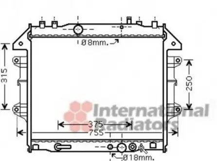 Радіатор охолодження TOYOTA HI-LUX VII (AN10, AN20) (05-) Van Wezel 53002496