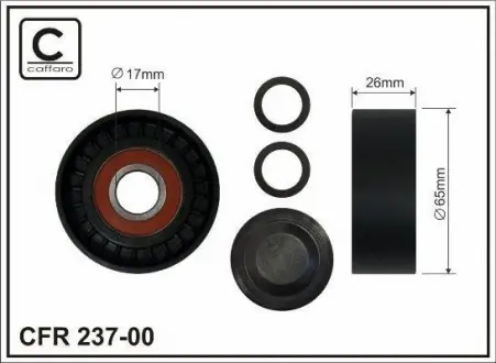 65x17x26 пластик) Ролик направл пасха поликлиновые. Aud CAFFARO 23700