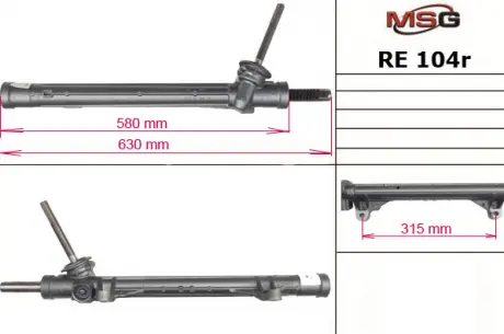 Рульова рейка без ГУР відновлена ​​RENAULT SCENIC II (JM0 / 1_) 04-, KANGOO (KW0 / 1_) 08-, MEGANE II MSG RE104R