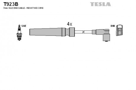 Кабель зажигания, к-кт Nubira, Lacetti, Nexia 03- 1,6 New 08- 1,6F16D3 (UzDaewoo) TESLA T923B