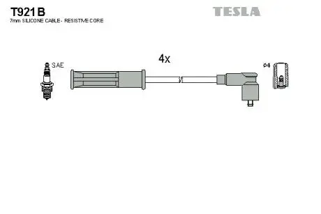 Комплект високовольтних проводів TESLA T921B