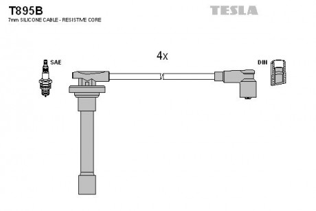 Кабель зажигания, к-кт Honda 89-98 1,8; 1,9,2,0; 2,2 TESLA T895B