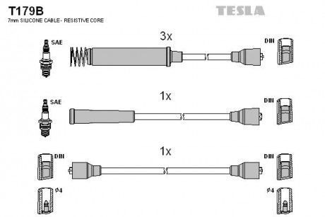 Кабель зажигания, к-кт Opel Omega 86-94 TESLA T179B (фото 1)