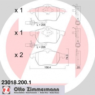 Тормозные колодки перед. Audi A6 1.8-2.8 97- VW Pa ZIMMERMANN 230182001