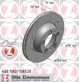 Тормозной диск PORSCHE PANAMERA 09- L Coat Z ZIMMERMANN 460158220 (фото 1)
