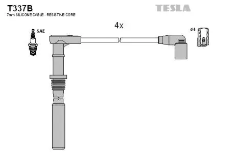 Комплект високовольтних проводів TESLA T337B