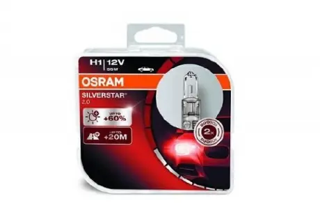 Автолампа Silverstar 2.0 H1 P14,5s 55 W прозрачная OSRAM 64150SV2HCB (фото 1)