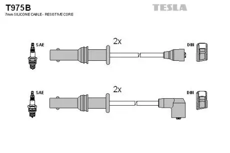 Кабель запалювання, к-кт Subaru Forester, Impreza, Legasy 92-98 1,6; 1,8; 2,0; 2,2 TESLA T975B