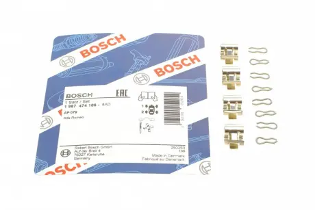 Монтажный к-кт тормозных колодок BOSCH 1987474106