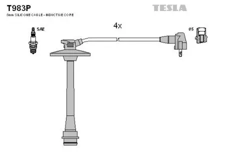 Кабель зажигания, к-кт Toyota Camry 2.2, Carina E 2.0, RAV 2,0 TESLA T983P