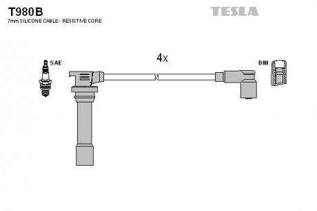 Кабель зажигания, к-кт Mazda 323 94-98 1,5 Z5-DE TESLA T980B