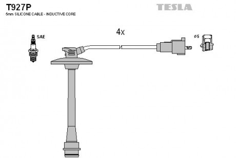 Кабель запалювання, к-кт Toyota 97-00 2,0 3SFE; 2,2 5SFE TESLA T927P