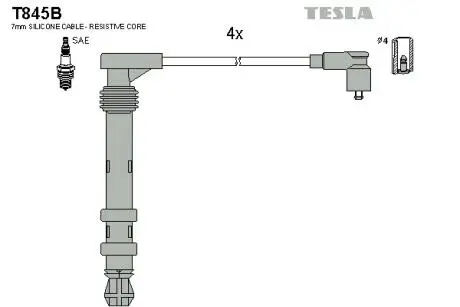 Кабель зажигания, к-кт Lancia, Fiat 95-01, Doblo 01-1,6 TESLA T845B