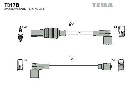 Кабель запалювання, к-кт Citroen, Peugeot 605 89-00 3,0 TESLA T817B