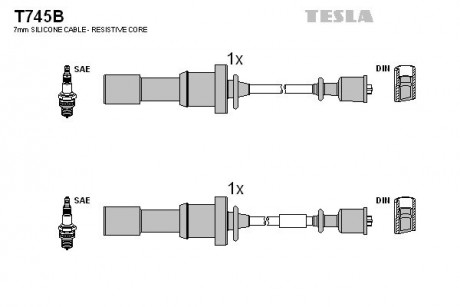 Кабель зажигания, к-кт HY Santa Fe, Sonata 2.0,2.4 01-; Kia Magentis 2.0 01- TESLA T745B