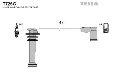 Кабель зажигания, к-кт Ford 98-2004 1,6; 1,8; 2,0 TESLA T726G