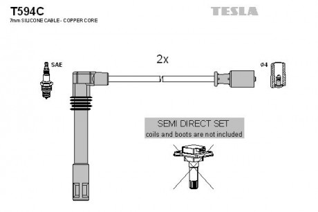 Кабель запалювання, к-кт Audi A4, A6 VW Passat 95-00 1,8 TESLA T594C