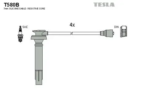 Комплект високовольтних проводів TESLA T580B