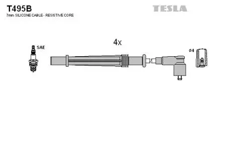 Кабель запалювання, к-кт Renault, Dacia TESLA T495B
