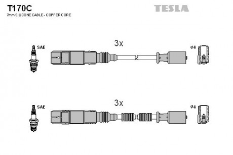 Кабель зажигания, к-кт Smart 98- TESLA T170C