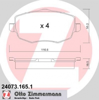 Колодки тормозные дисковые ZIMMERMANN 24073.165.1