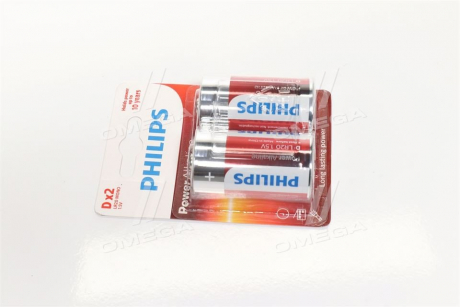Батарейки цилиндрические. щелочные PHILIPS LR20P2B/10 (фото 1)