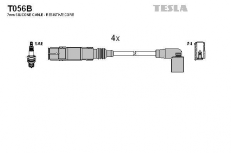 Провода высоковольтные. комплект TESLA T056B (фото 1)