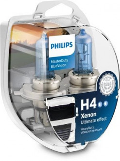 Автолампа MasterDuty BlueVision H4 P43t-38 70 W 75 W прозрачная PHILIPS 13342MDBVS2