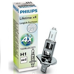 Автолампа LongLife EcoVision H1 P14,5s 55 W прозрачная PHILIPS 12258LLECOC1 (фото 1)