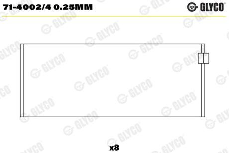 Вкладиші шатунові Glyco 71-4002/4 0.25MM