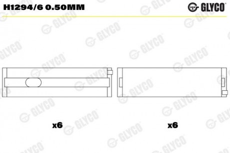 Вкладыши коренные (к-кт) Glyco H1294/6 0.50MM