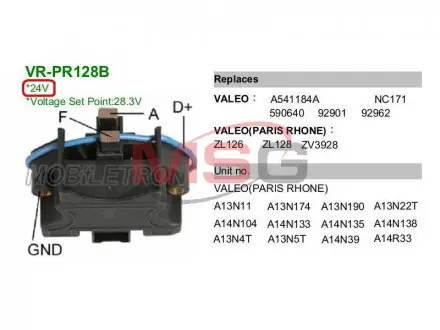 Регулятор напряжения MOBILETRON VRPR128B