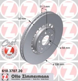 Диск тормозной ZIMMERMANN 610.3707.20