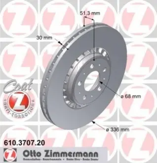 Диск тормозной ZIMMERMANN 610.3707.20