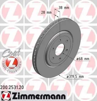 Диск тормозной ZIMMERMANN 200.2531.20