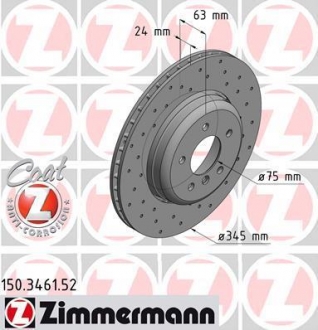 Диск тормозной ZIMMERMANN 150.3461.52 (фото 1)