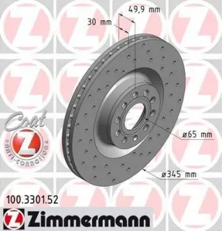 Диск тормозной ZIMMERMANN 100.3301.52