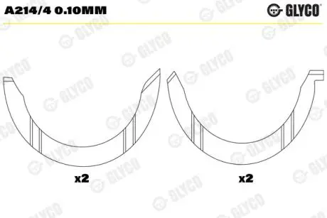 Упорні напівкілця (к-т) Glyco A214/4 0.10MM