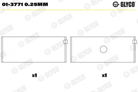 Вкладыши шатунные (4,5,6) MB OM601 / OM602 / OM603 Glyco 01-3771 0.25MM