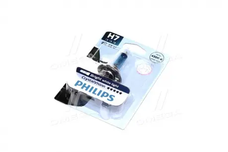 Лампа розжарювання H7 12V 55W PX26d Cristal Vision 1шт blister 4300K ​​ PHILIPS 12972CVB1