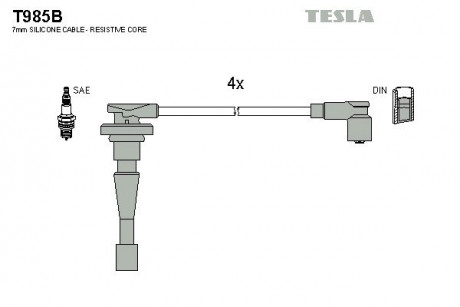 Кабель зажигания, к-кт Honda CR-V 1.2.0 16V TESLA T985B (фото 1)