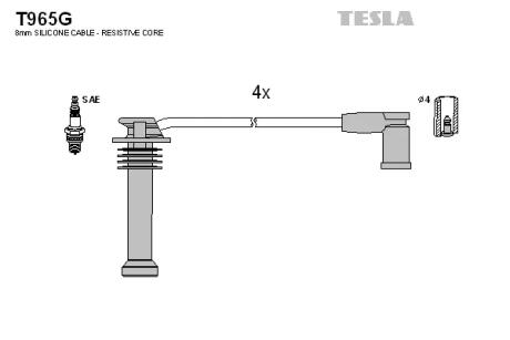 Кабель запалювання, к-кт Ford Fiesta 05- 2,0, Mondeo III 00- 1,8; 2,0 TESLA T965G