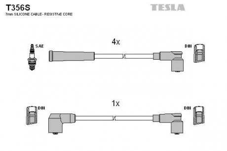 Провод высоковольтный ВАЗ 2108-10 руб. к-т, силикон TESLA T356S (фото 1)