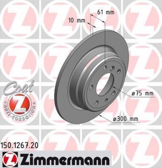 Диск тормозной зад. Bmw 5 (E34) 88- ZIMMERMANN 150126720