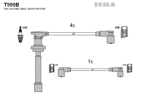 Комплект высоковольтных проводов TESLA T999B