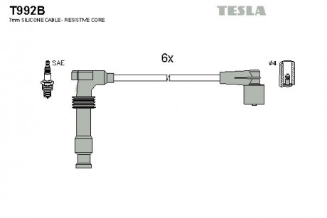 Кабель зажигания, к-кт Opel Omega B Sintra TESLA T992B